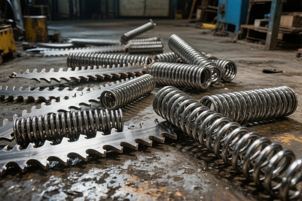 Detail photo of saw blades and springs showing hardened high carbon steel products