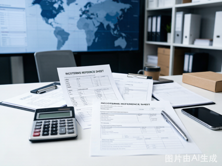 Shipping container being loaded with steel products at port
