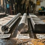 Low vs. Medium vs. High Carbon Steel: Which Grade Is Right for Your Project? Three_steel_bar_samples_placed_2026-06-04T09-25-36