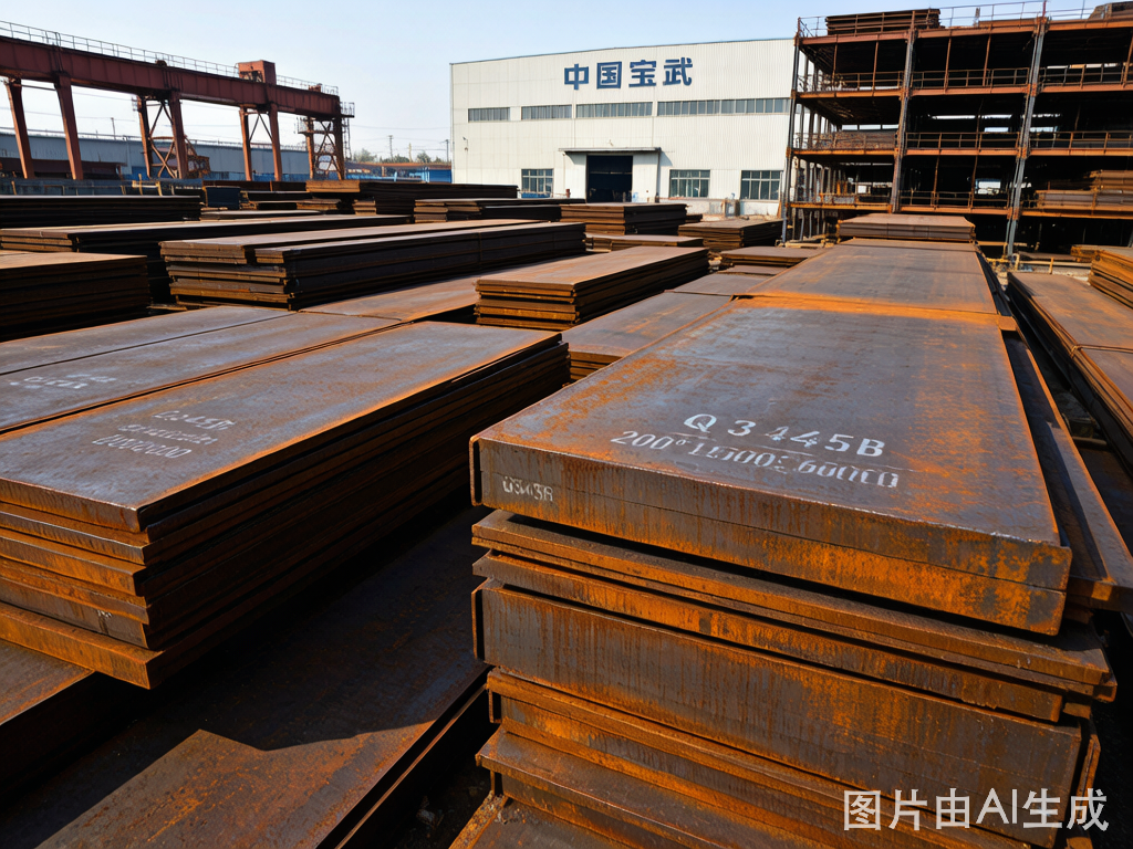 Hot-rolled steel plates Q235 and A36 grades in warehouse