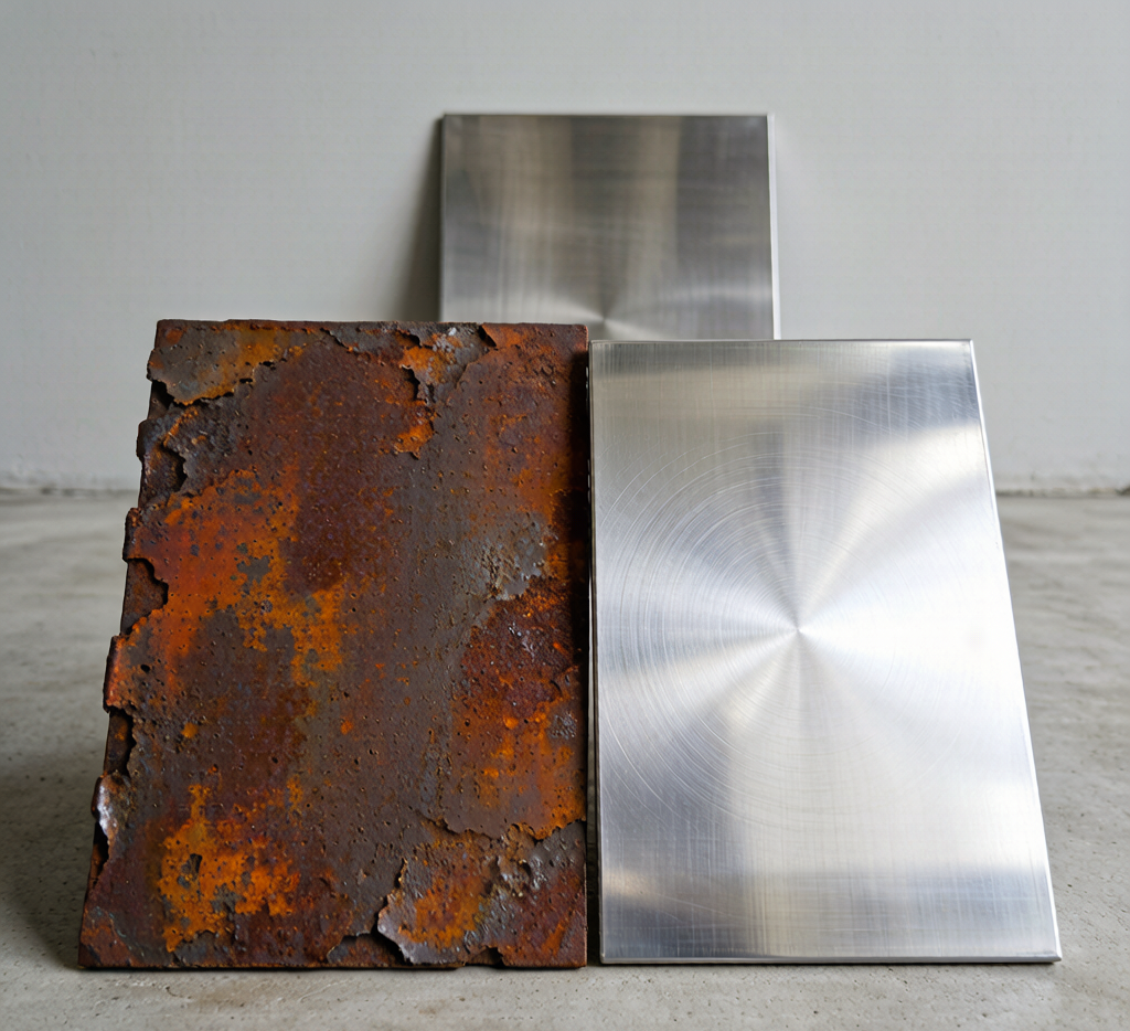 Carbon steel structural beams versus stainless steel equipment