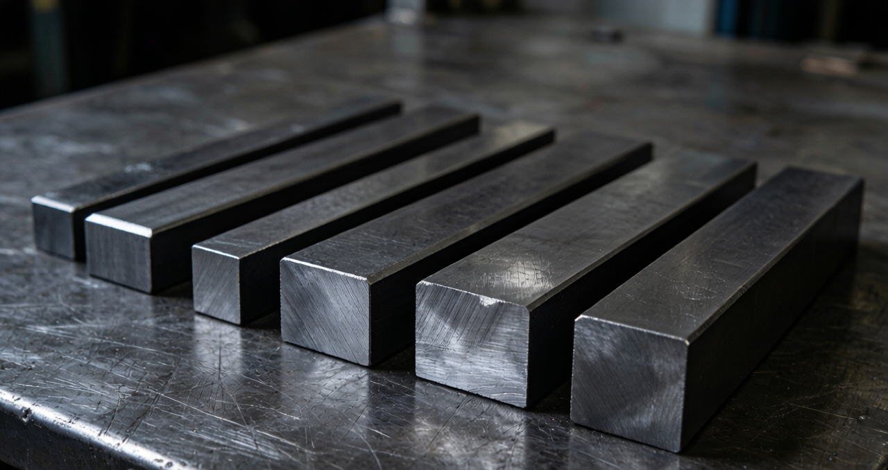 Carbon steel flat bar cross-section and edge detail
