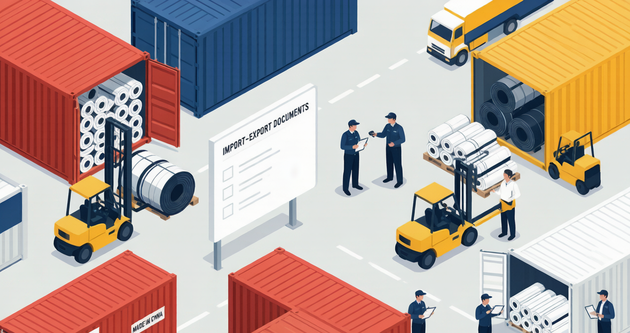 Customs broker reviewing CIQ documents at port