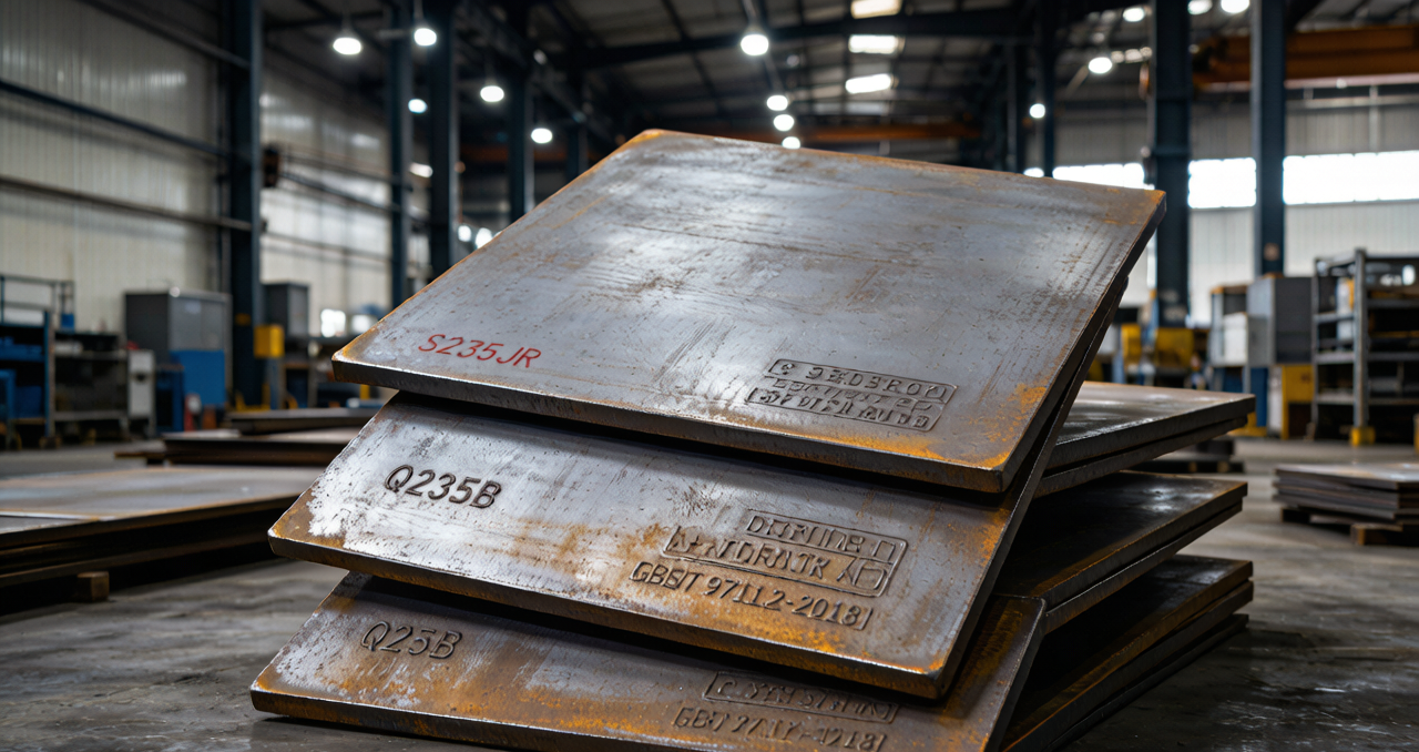 Q235 vs S235JR vs ASTM A36 carbon steel plate stack