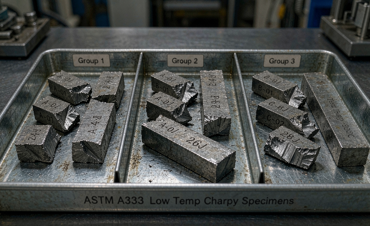 Charpy impact test specimens for ASTM A333 Grade 1 Grade 3 Grade 6 pipe
