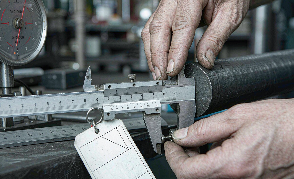 ASTM A36 round bar diameter measurement and tolerance inspection