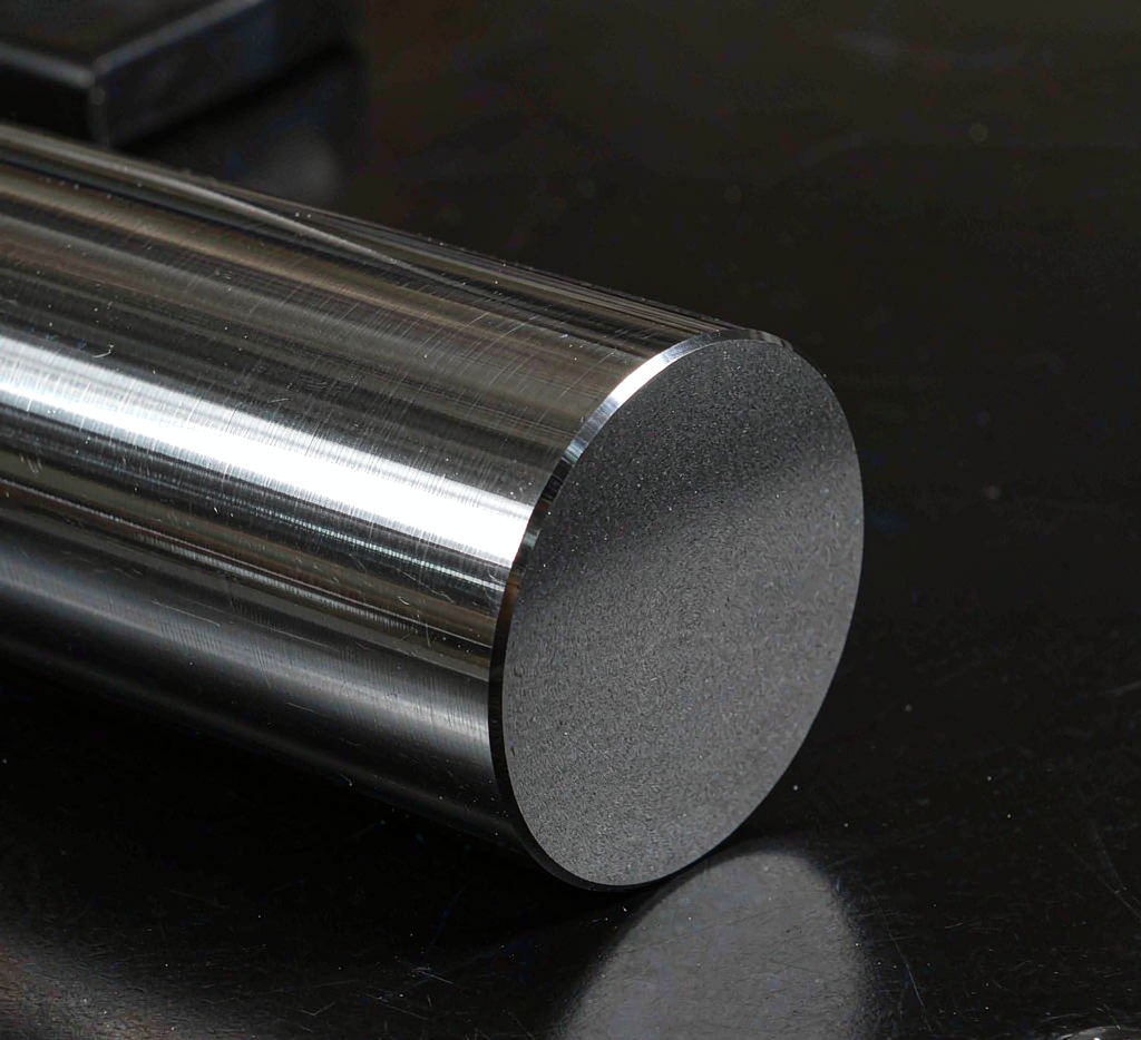 Close-up of bright drawn carbon steel bar surface