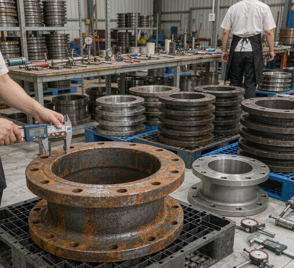 Quality control inspection of carbon steel blind flanges at Huaxia-Steel