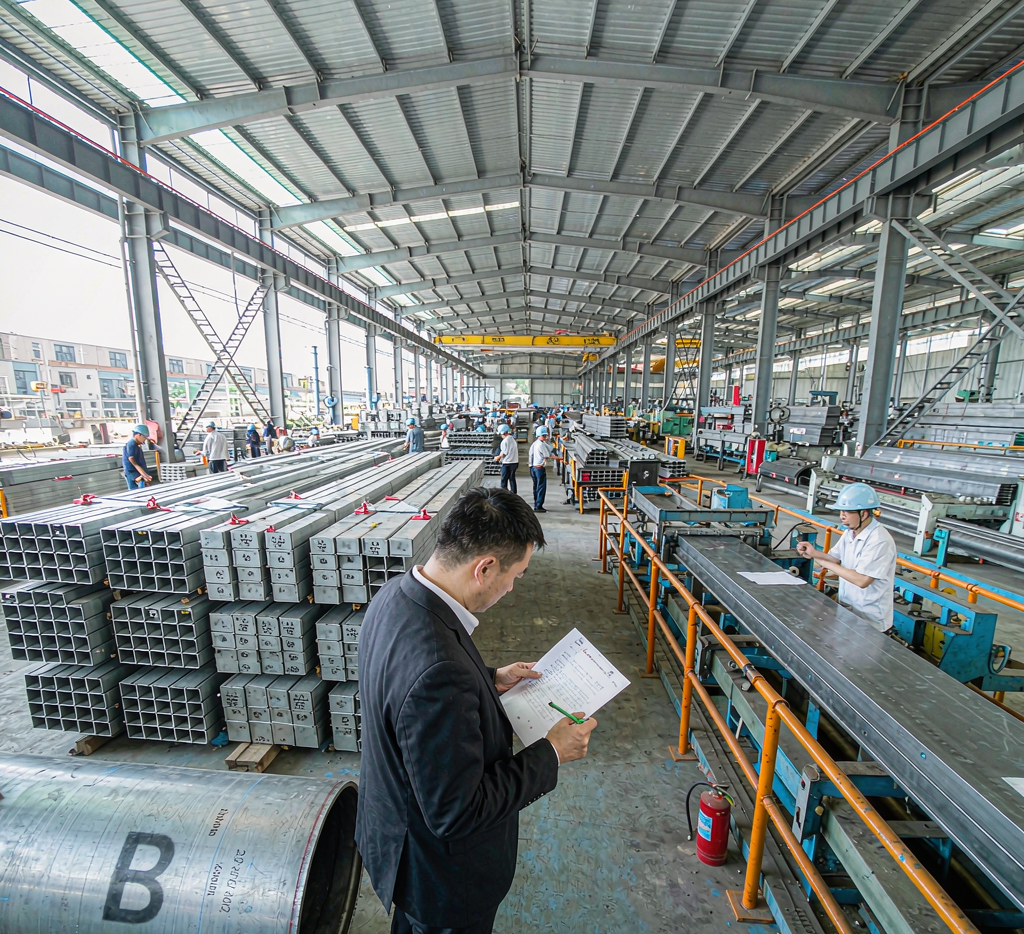 Factory audit of a carbon steel warehouse and production line