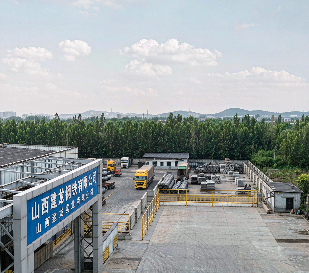 Carbon steel factory exterior showing production capacity