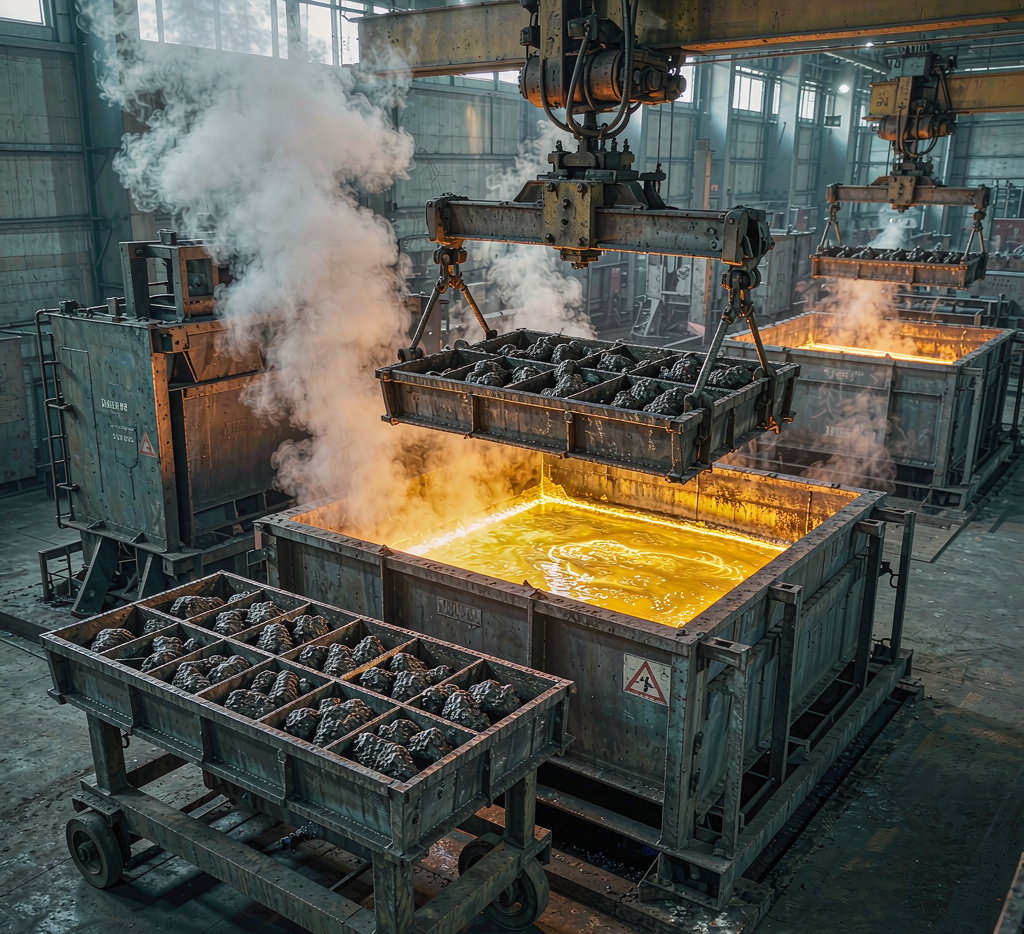 Hot dip galvanizing line for carbon steel components