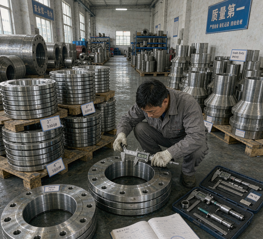 Lap joint flange and stub end quality inspection at Huaxia-Steel factory