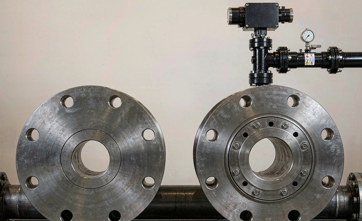 Carbon steel orifice flange pair installed in an oil pipeline metering station