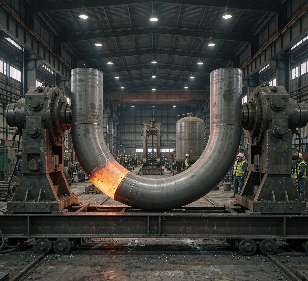 Induction bending of carbon steel pipe at Huaxia-Steel factory