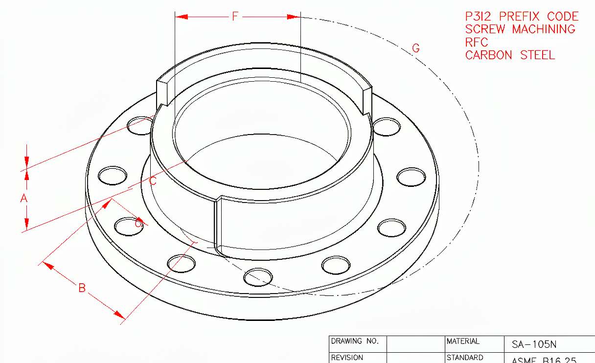Socket weld flange dimensional diagram ASME B16.5 class 600