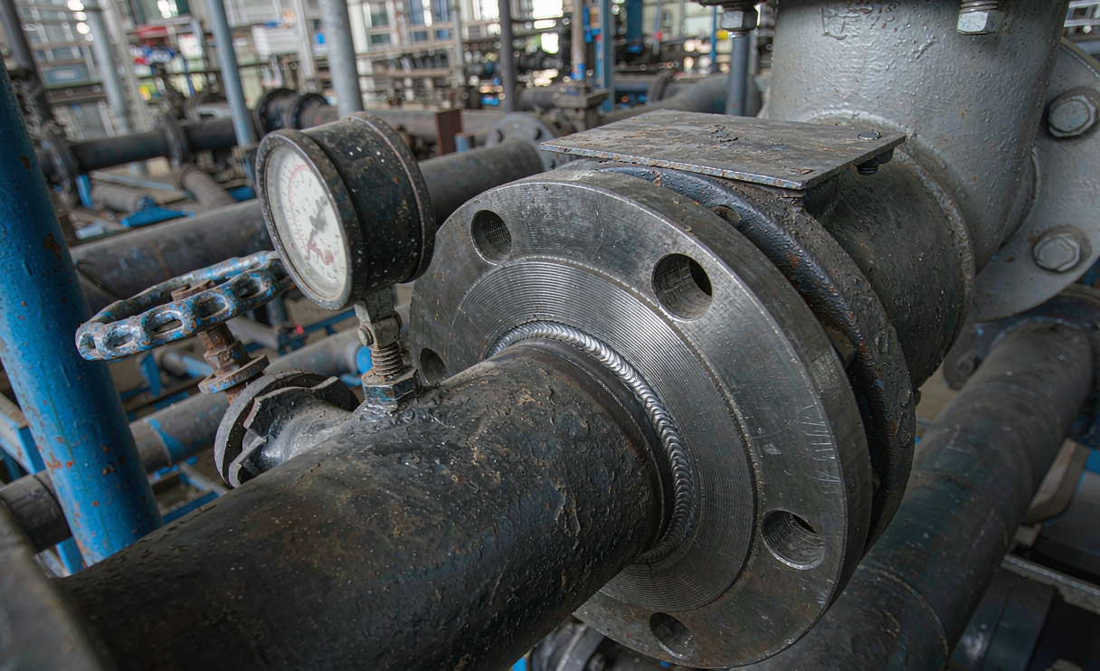 Carbon steel socket weld flange installed on small-bore process pipe