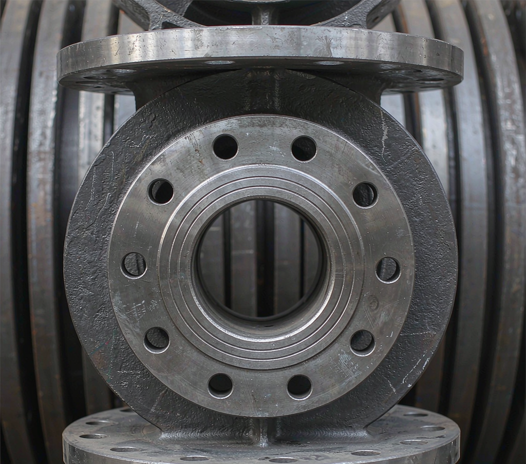 Carbon steel socket weld flanges stacked for shipment