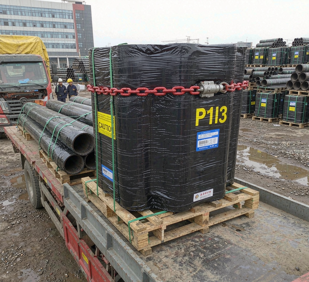 SSAW carbon steel pipe loaded for export shipment