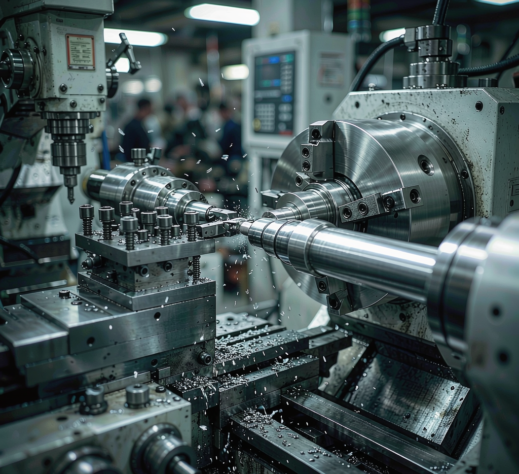 CNC lathe machining carbon steel bright bar into shafts