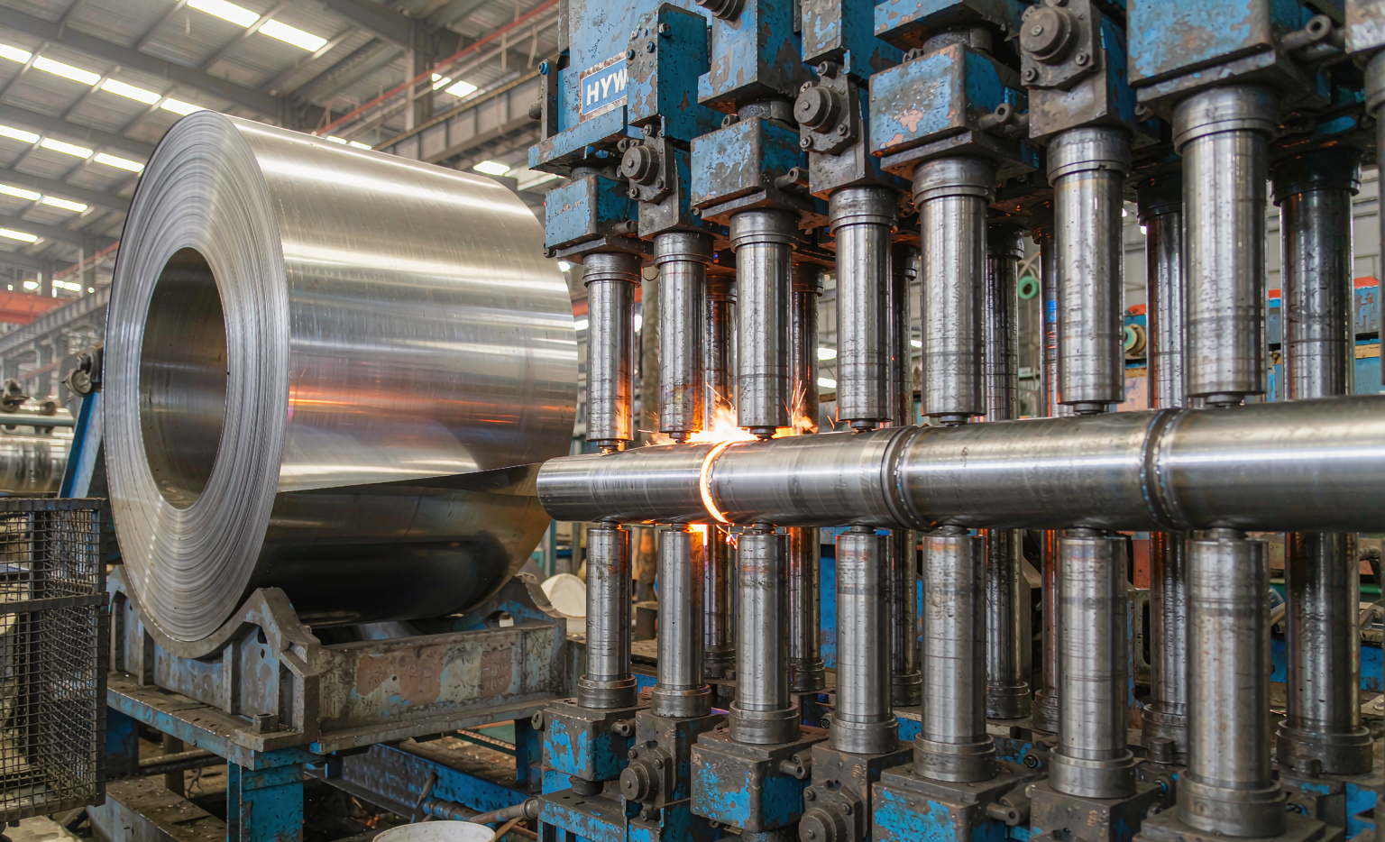 Carbon steel welded pipe production line with ERW forming