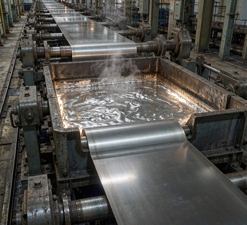 Hot dip galvanizing line for carbon steel sheet with zinc bath