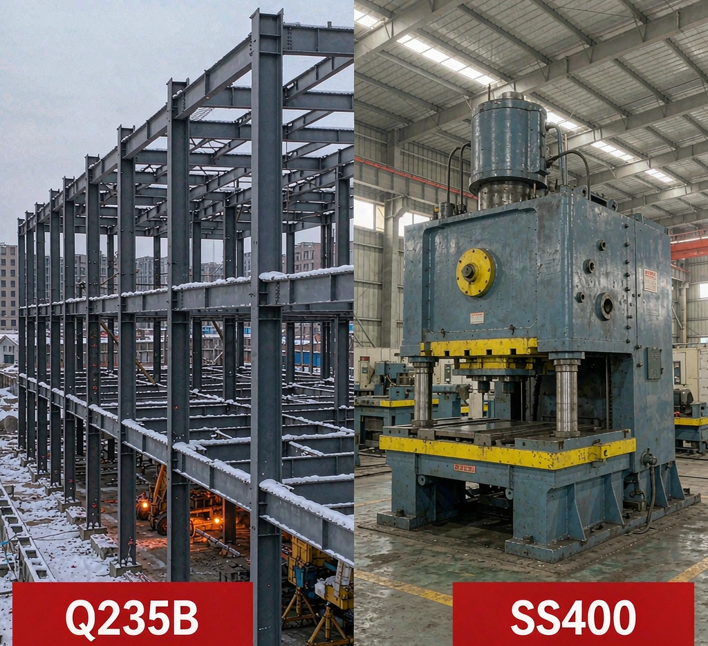 Q235B used in building structure versus SS400 in machinery