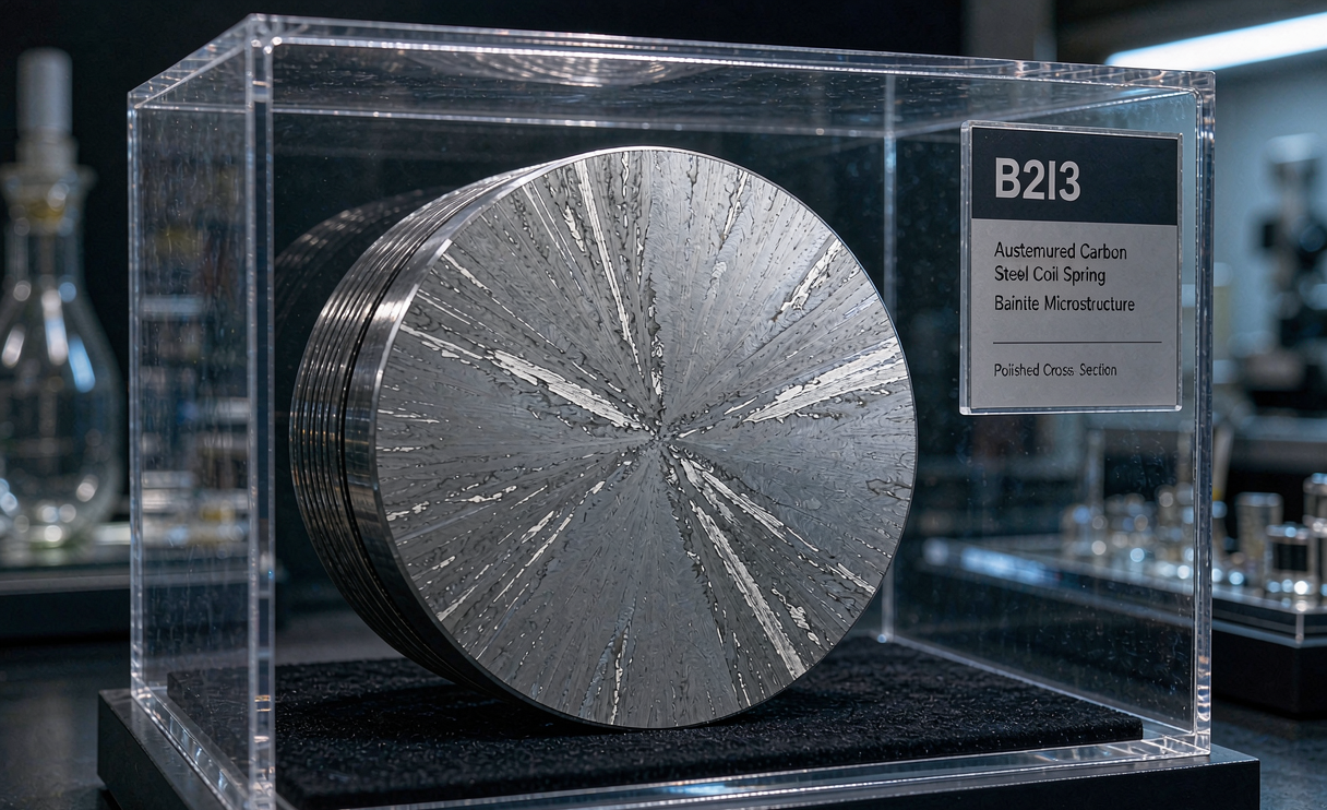 Austempered carbon steel spring coil with bainite microstructure
