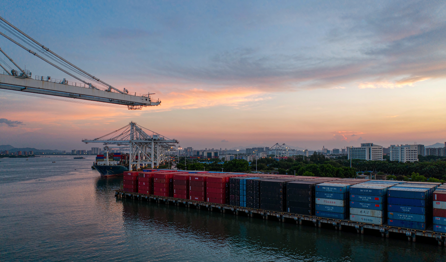 Steel bundles secured inside a shipping container