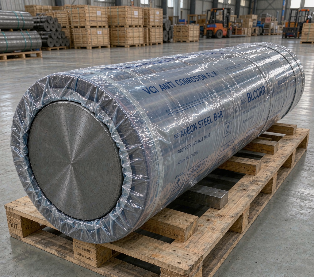 Carbon steel bars wrapped for export packing